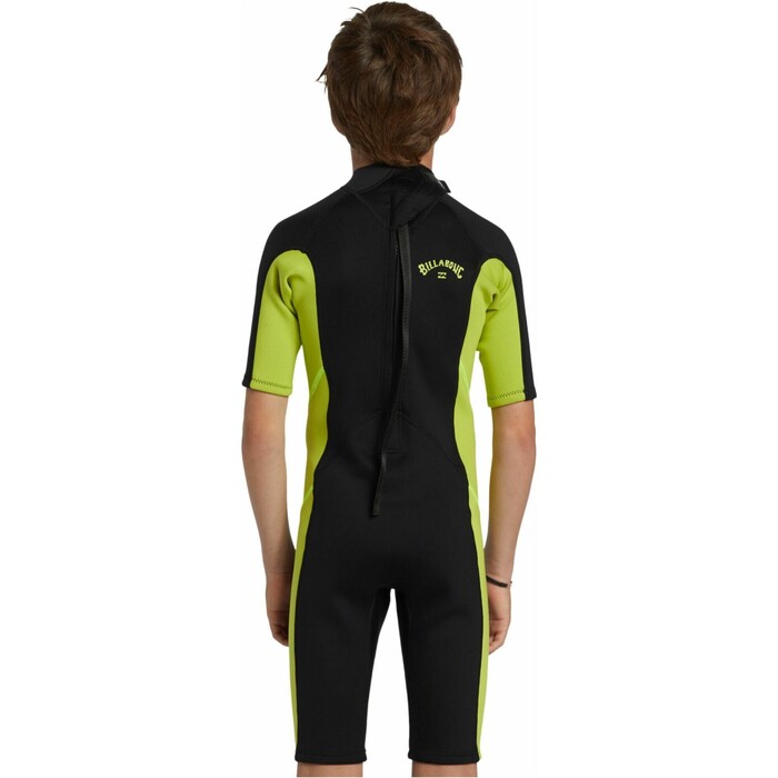 2024 Billabong Boys Foil 2mm Back Zip Shorty Wetsuit ABBW500113 - Fluro Lime